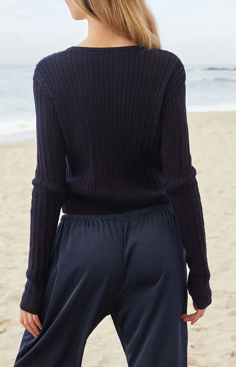 John Galt Blue Zoe Cable Knit Cardigan