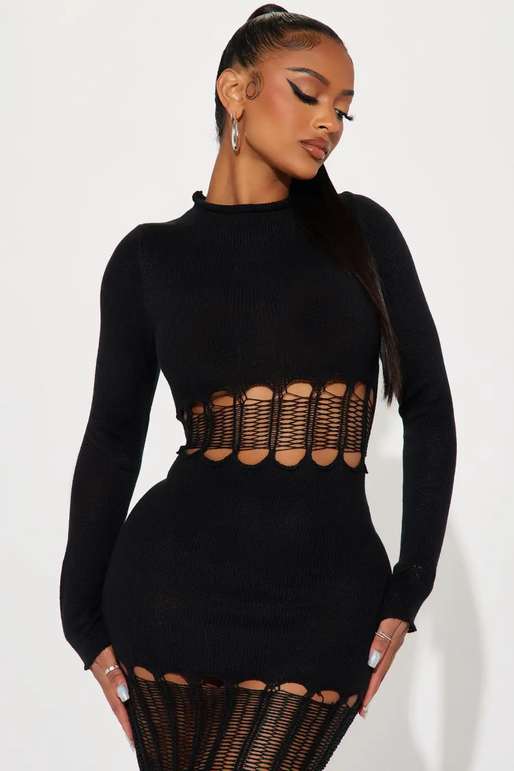 Tamara Sweater Midi Dress - Black