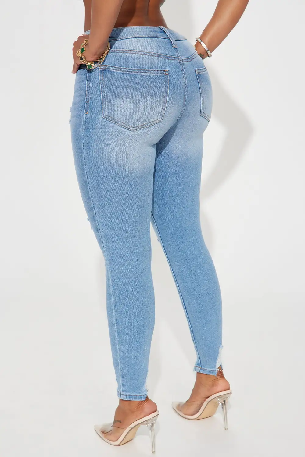 Fitting In Ripped Stretch Skinny Jeans - Vintage Wash