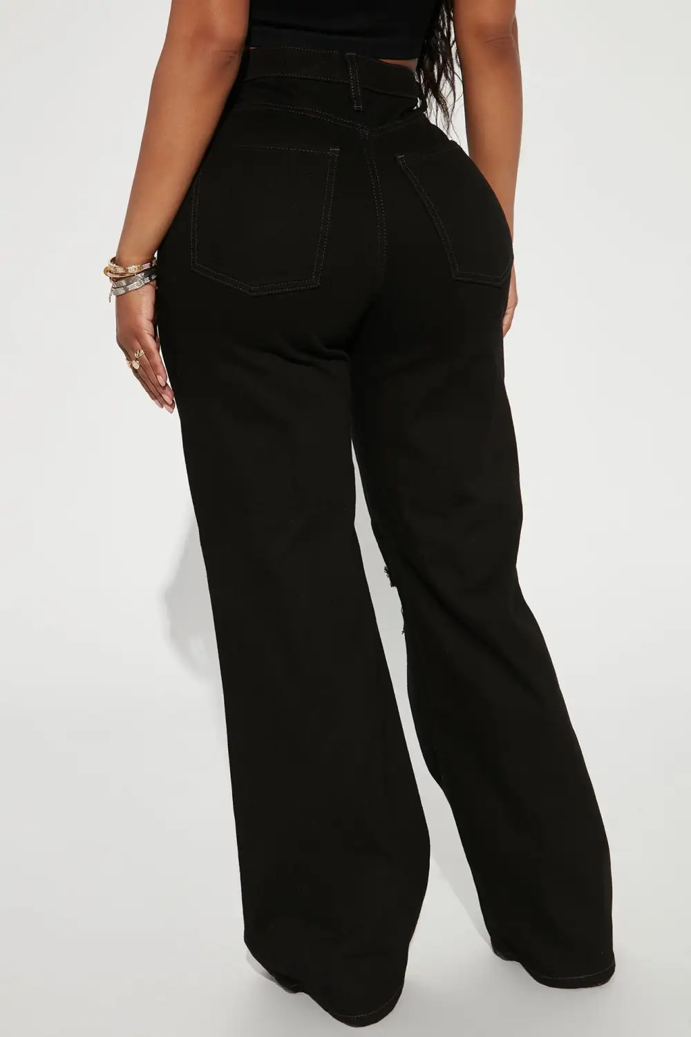 Oh So 90's Ripped Wide Leg Jeans - Black