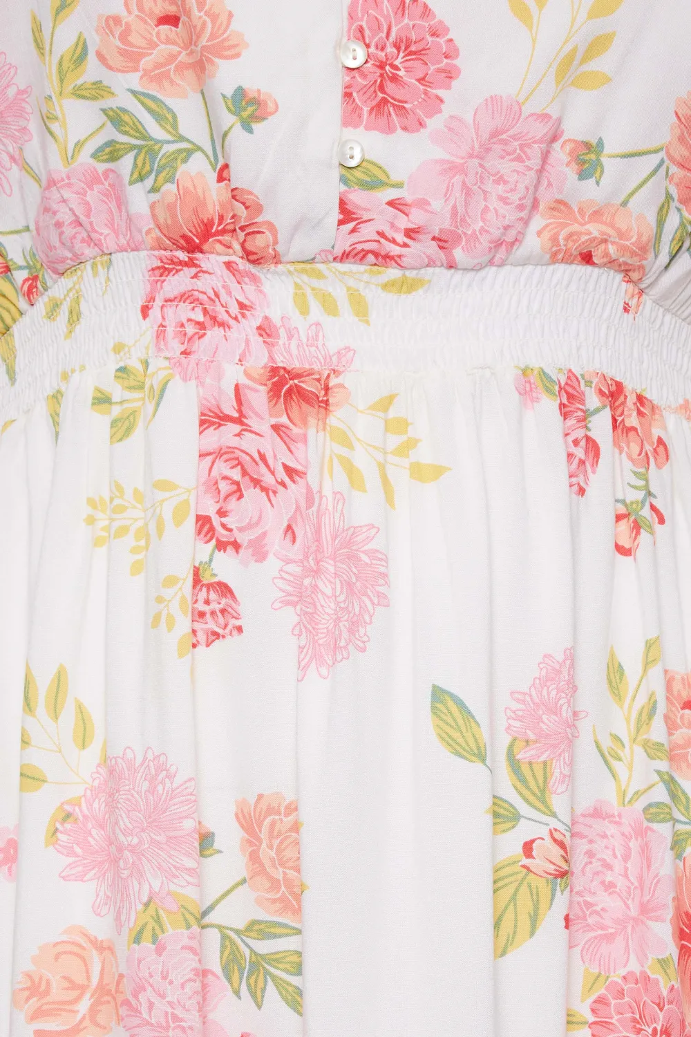 YOURS Curve White Floral Print Dipped Hem Midi Dress