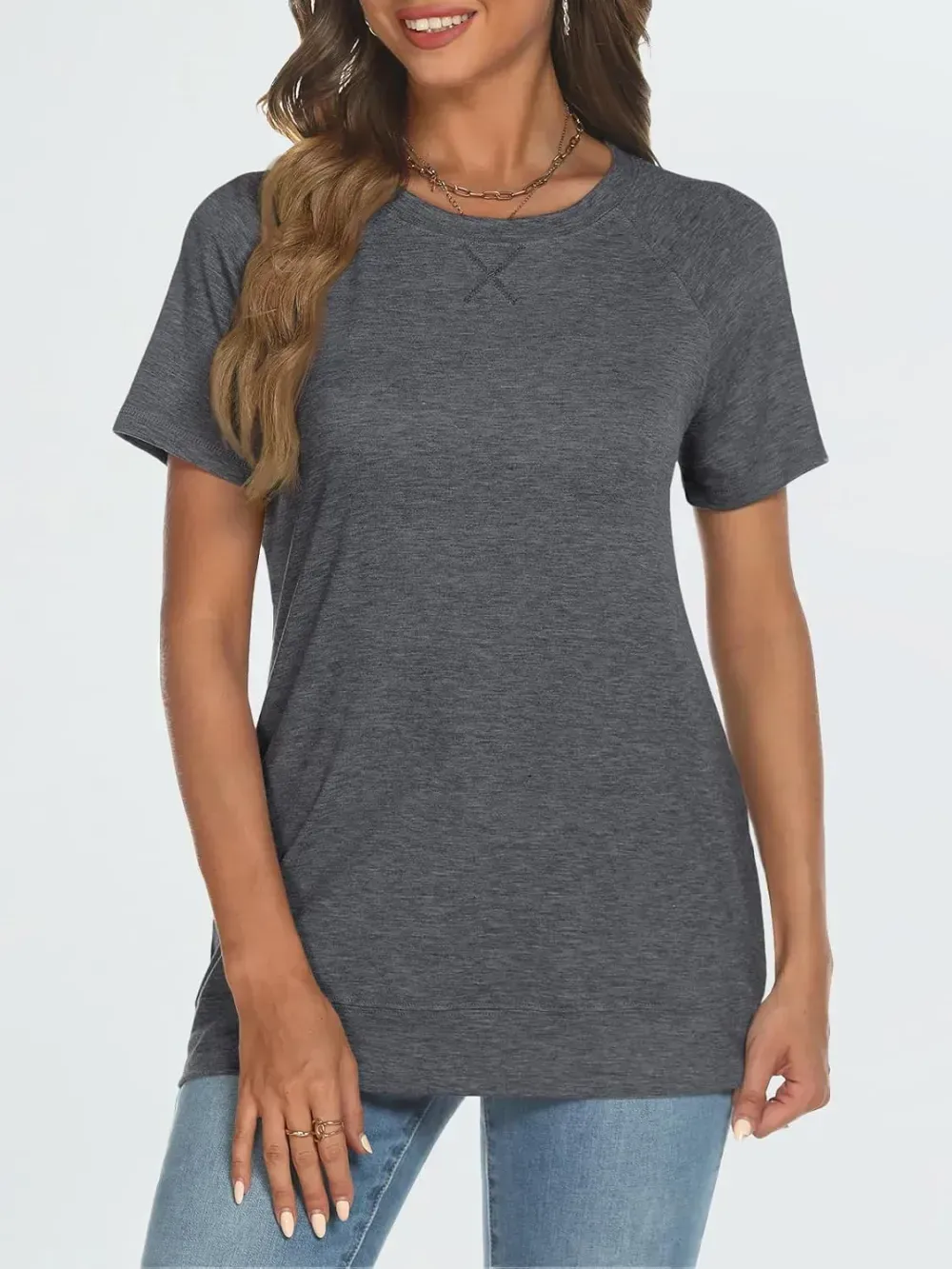 AUTOMET T Shirts Short Sleeve Crewneck Tees for Women Trendy Lightweight Soft Casual Summer Tops Clothes 2024