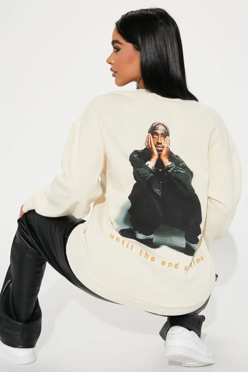 End Of Time Washed Crew Neck Sweatshirt - Cream
