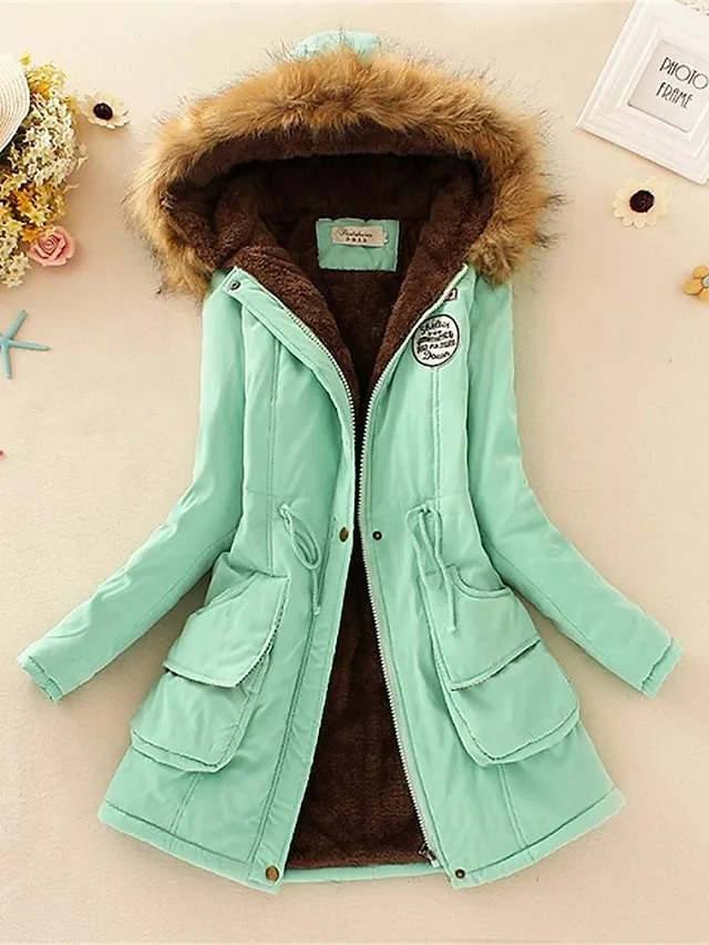 Women's Winter Coat Fleece Lined Parka Thermal Warm Windproof Puffer Jacket with Pocket Hooded Heated Jacket Fall Outerwear Drawstring Outdoor Street Fashion Casual Outerwear