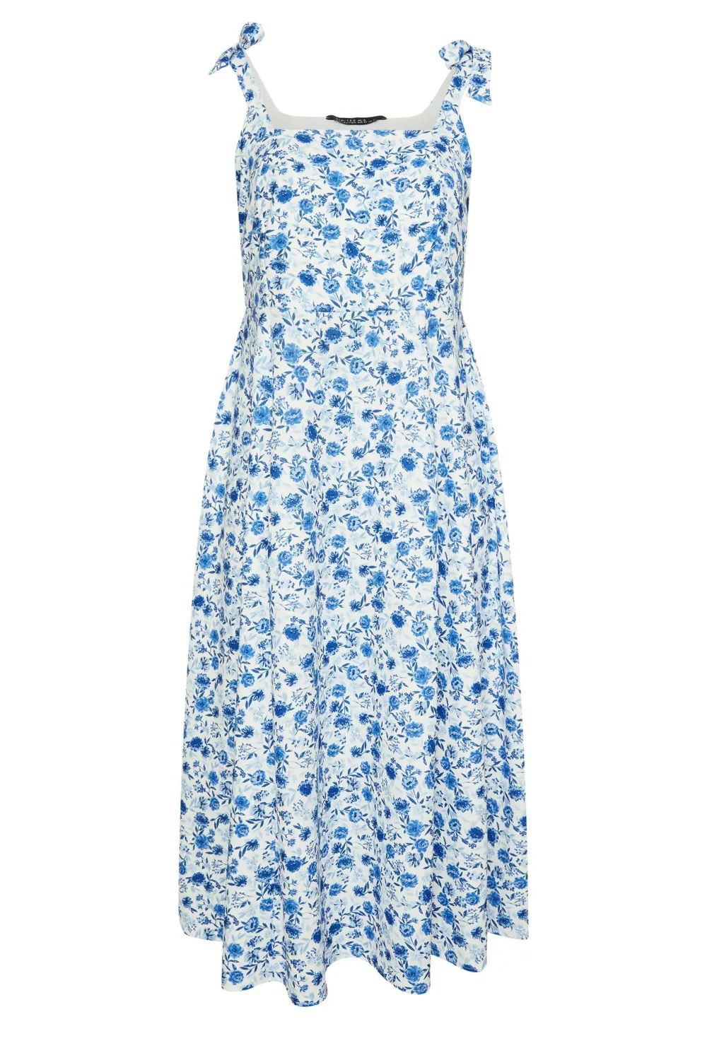 YOURS Curve Blue Floral Print Bow Strap Midaxi Dress
