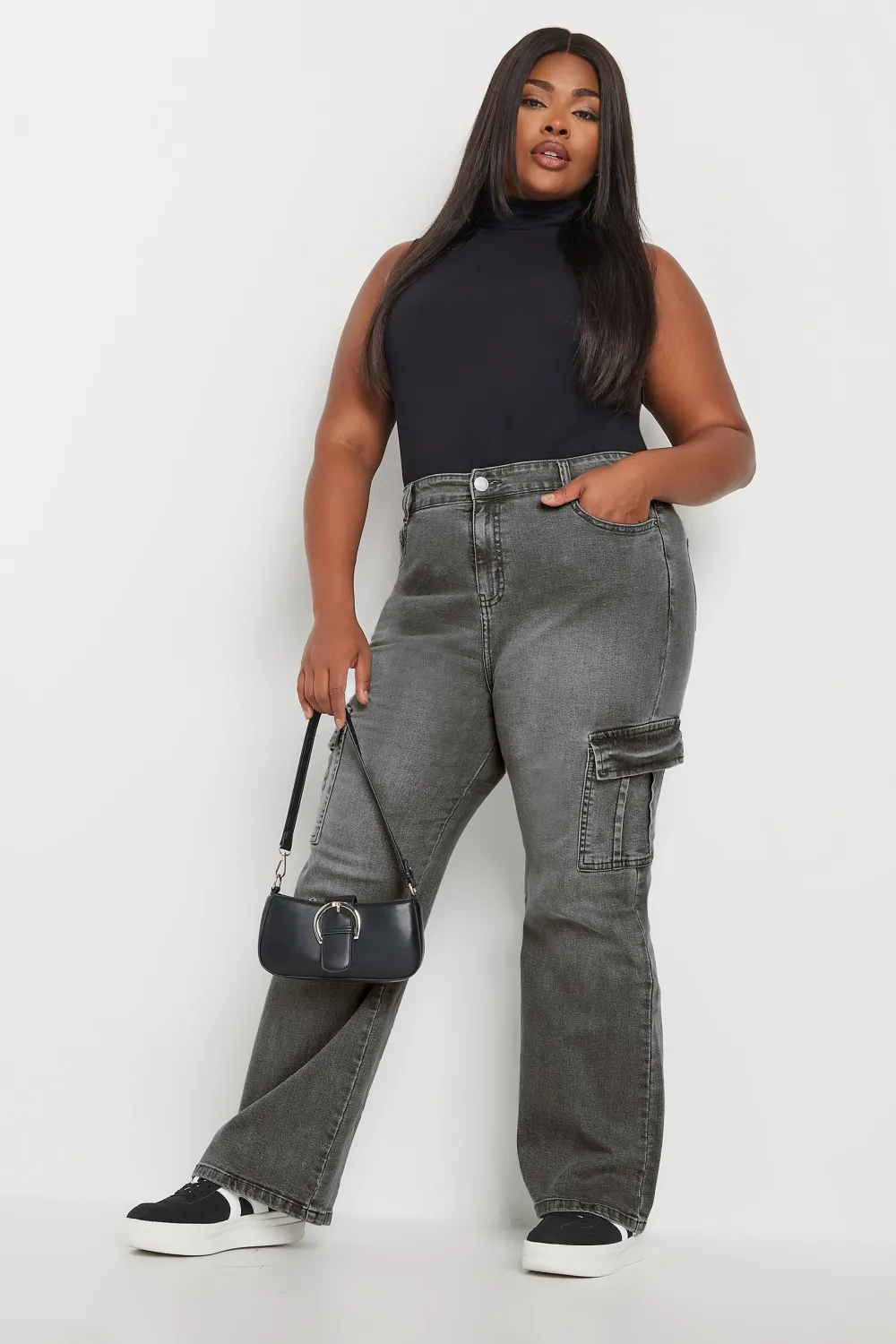 YOURS Curve Grey Cargo Jeans