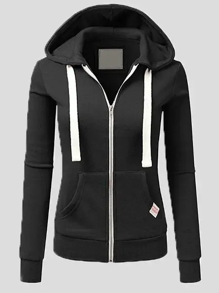 Women's Coats Sports Cardigan Zip Pocket Hooded Coat