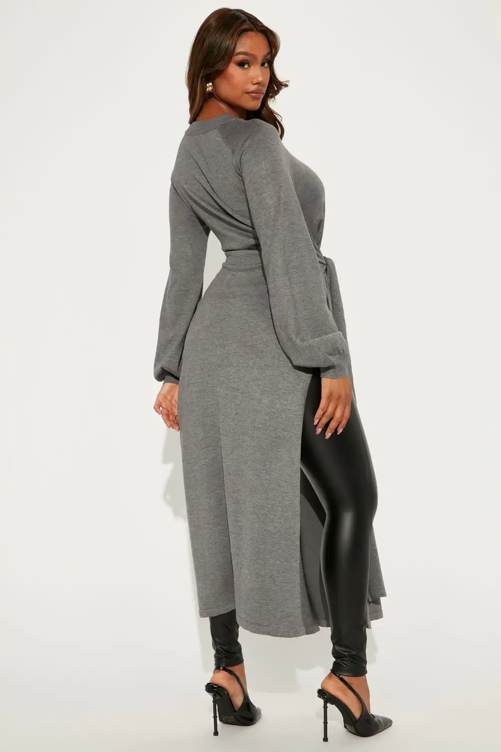 Slit Just Got Real Tunic Sweater - Grey