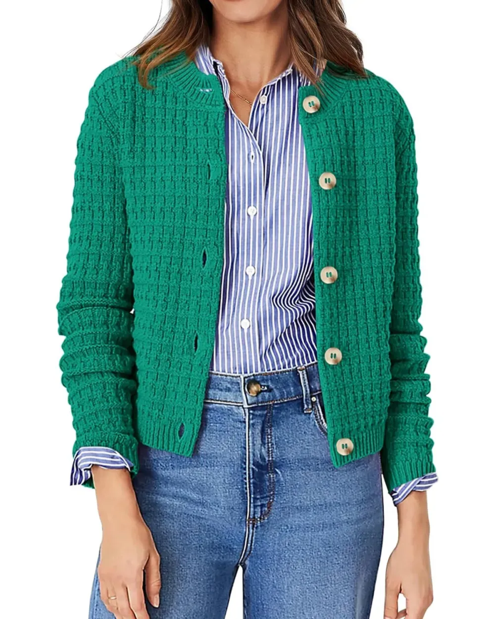 Women's Knit Cardigan Sweaters Casual Long Sleeve Open Front Button Down Trendy Jackets Outerwear