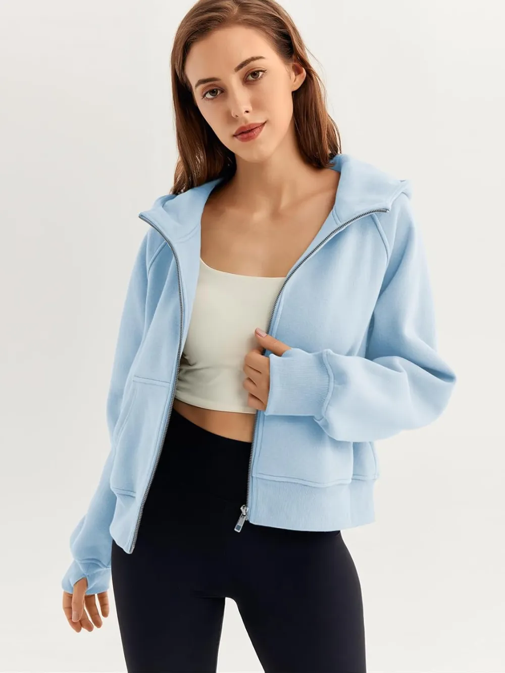 Womens Zip Up Hoodies Fleece Jackets Oversized Sweatshirts Fall Fashion Outfits 2024 Sweaters Winter Clothes