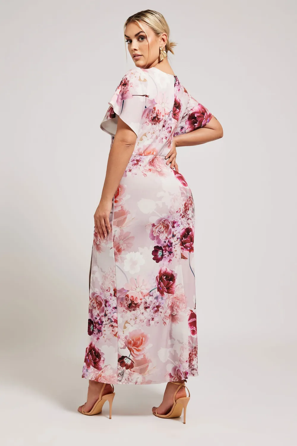YOURS LONDON Curve Pink Floral Print Gathered Dress