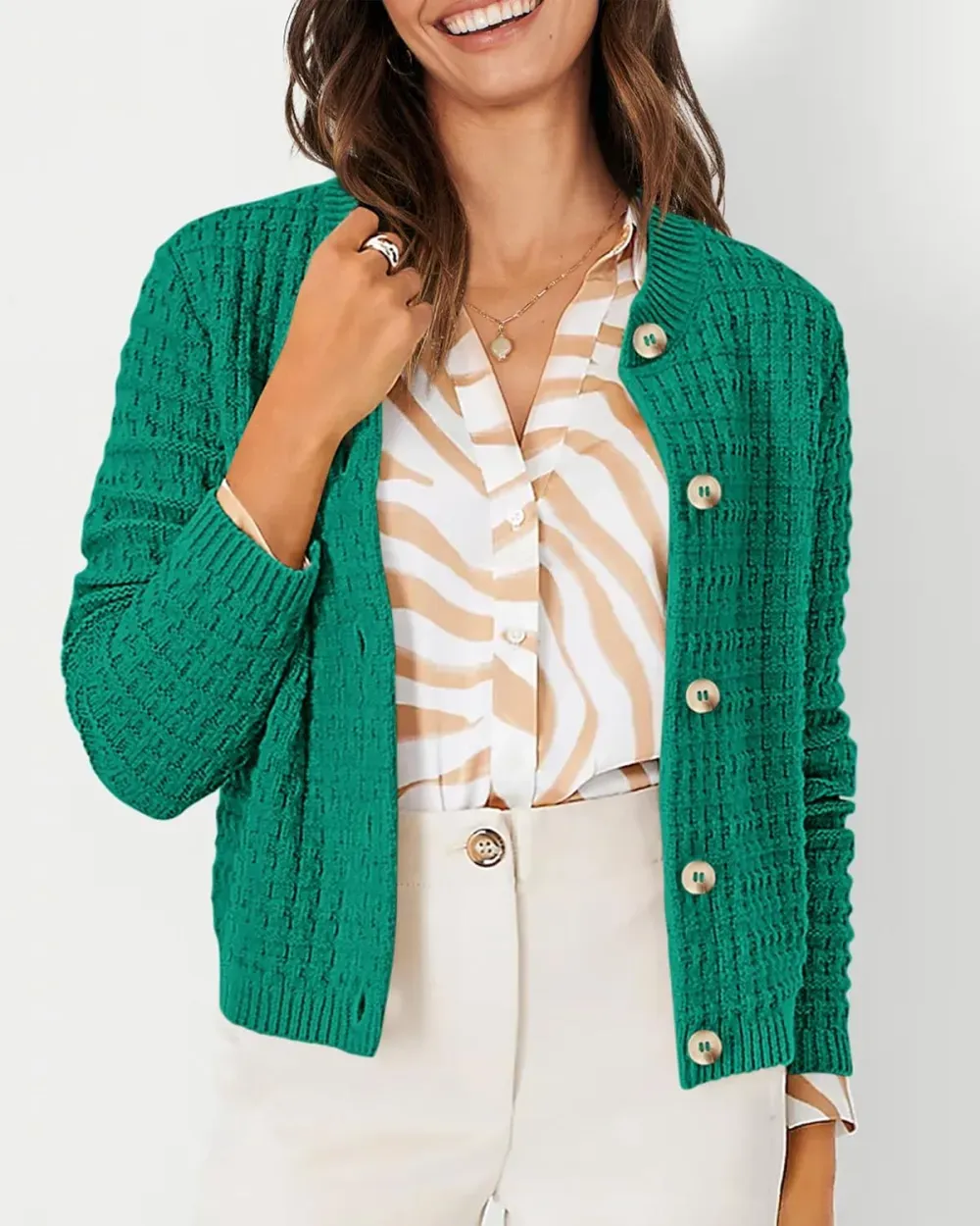 Women's Knit Cardigan Sweaters Casual Long Sleeve Open Front Button Down Trendy Jackets Outerwear