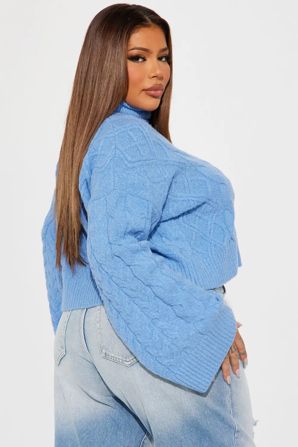 Endless Cuddles Cable Knit Sweater - Blue