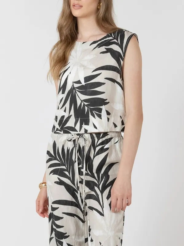 Button Back Printed Sleeveless Top