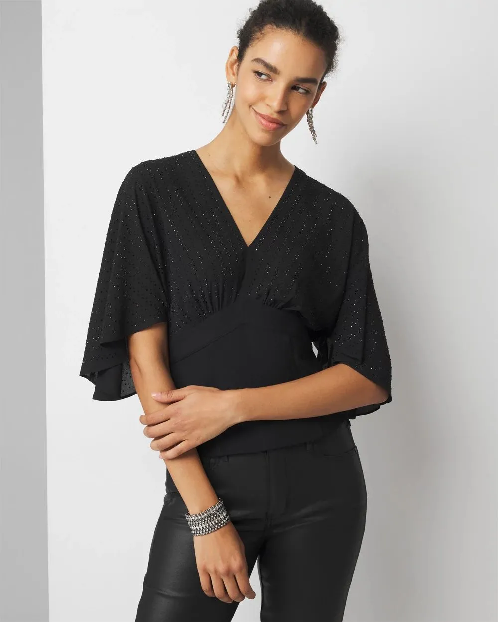 Petite Embellished Corset Blouse