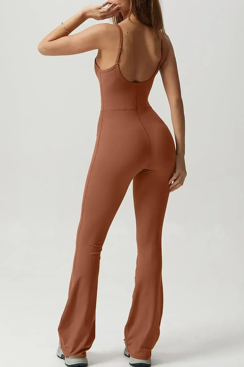 Flare Jumpsuits for Women Spaghetti Straps Scoop Neck Bodycon Full Length Casual Unitard Playsuit