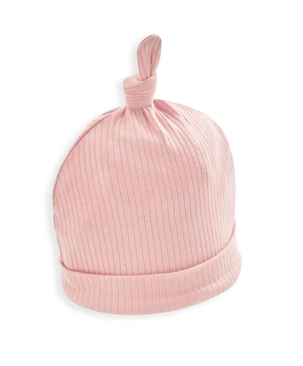 Organic Ribbed Hat - Dusky Pink