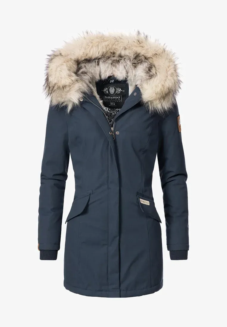 Plain  parka  coat black