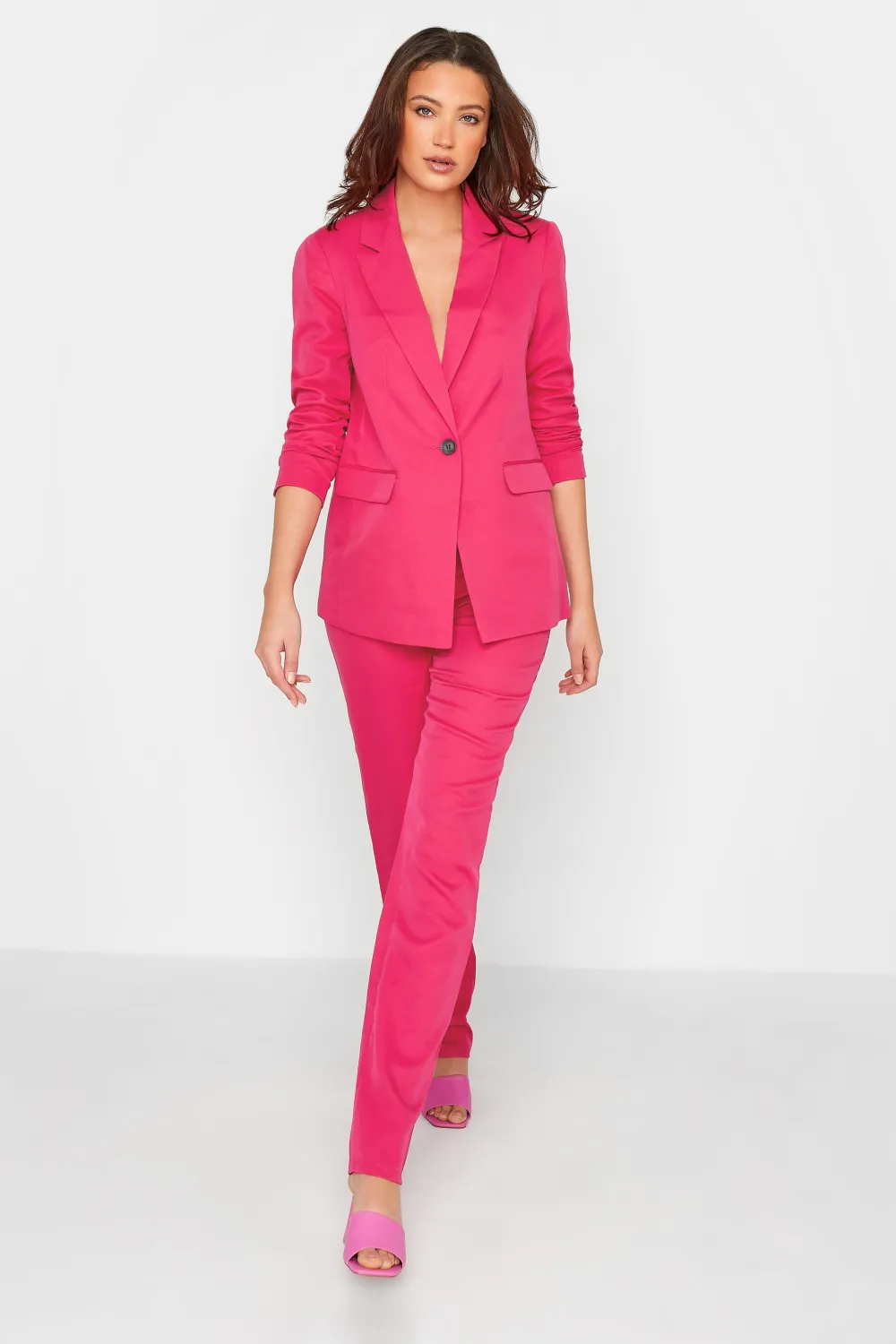 LTS Tall Dark Pink Scuba Crepe Blazer