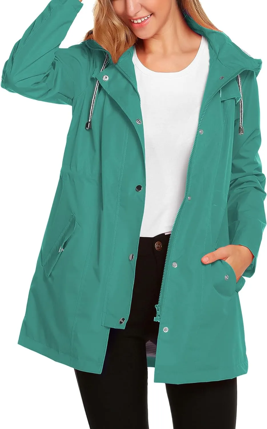 Womens Lightweight Hooded Waterproof Active Outdoor Rain Jacket S-XXL