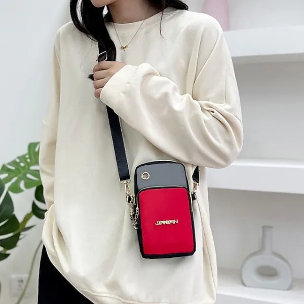 Men's Women's Crossbody Bag Shoulder Bag Wristlet Mobile Phone Bag Oxford Cloth Outdoor Daily Zipper Large Capacity Waterproof Lightweight Color Block Black Red Blue