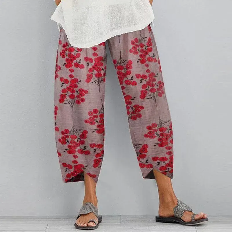 Summer Casual Vintage Print Nine-quarter Pants
