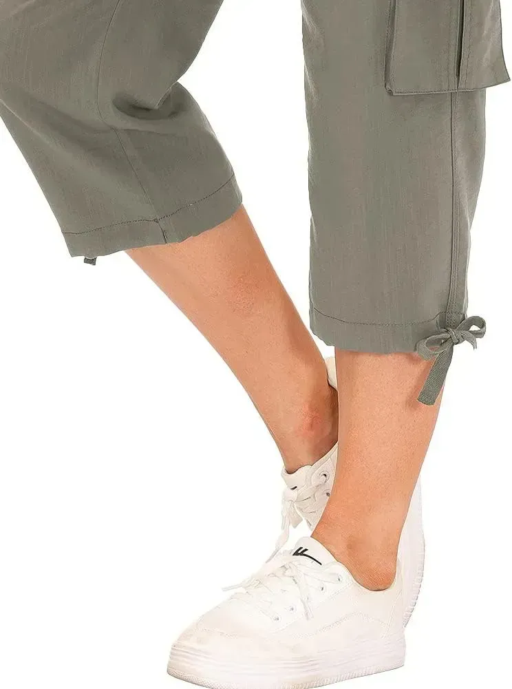 MoFiz Womens Capris with Pockets Loose Fit Casual Capri Pants Dressy Lightweight Ladies Baggy Cargo Pants for Hiking