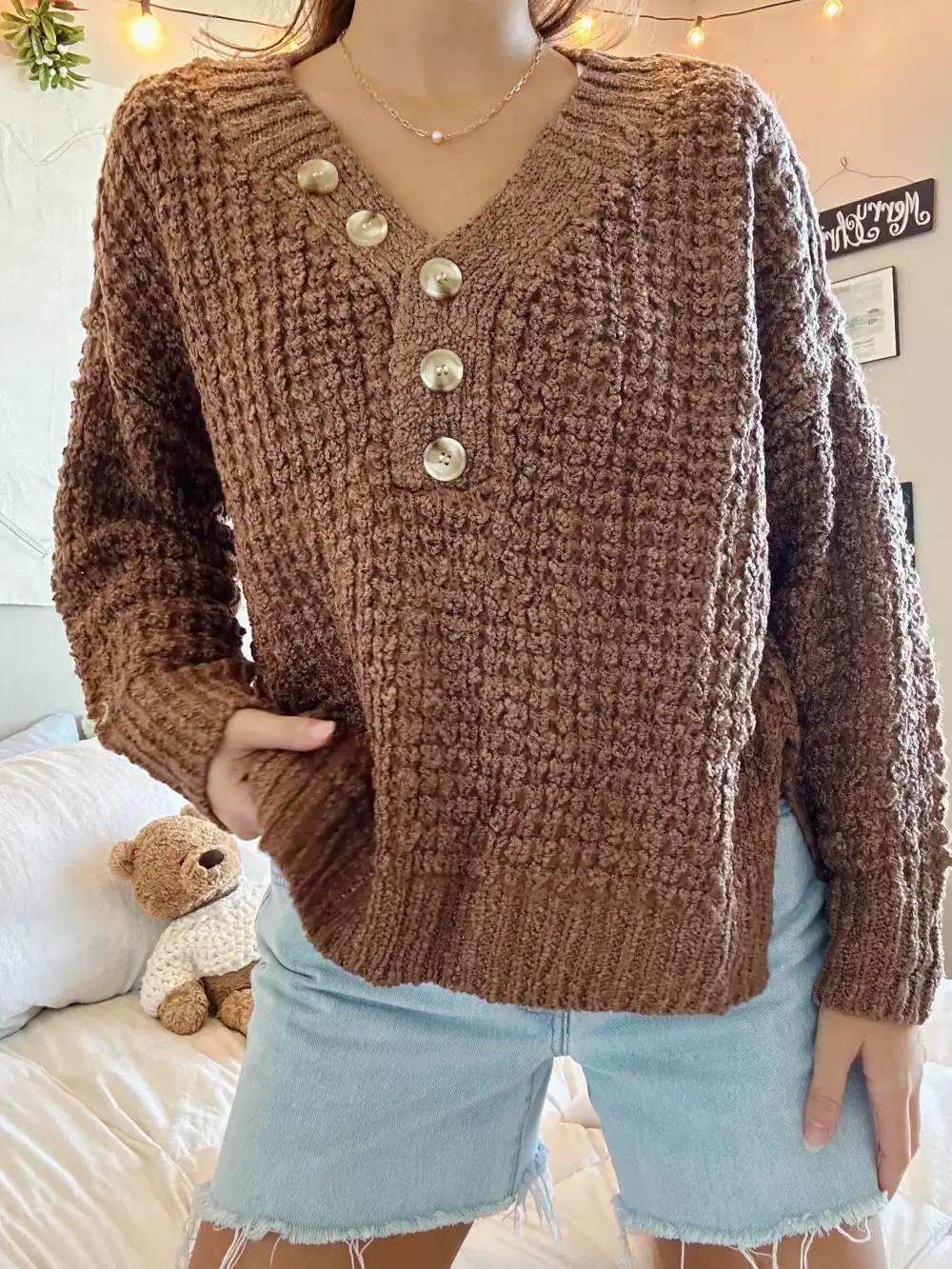 THERMAL HENLEY SWEATER