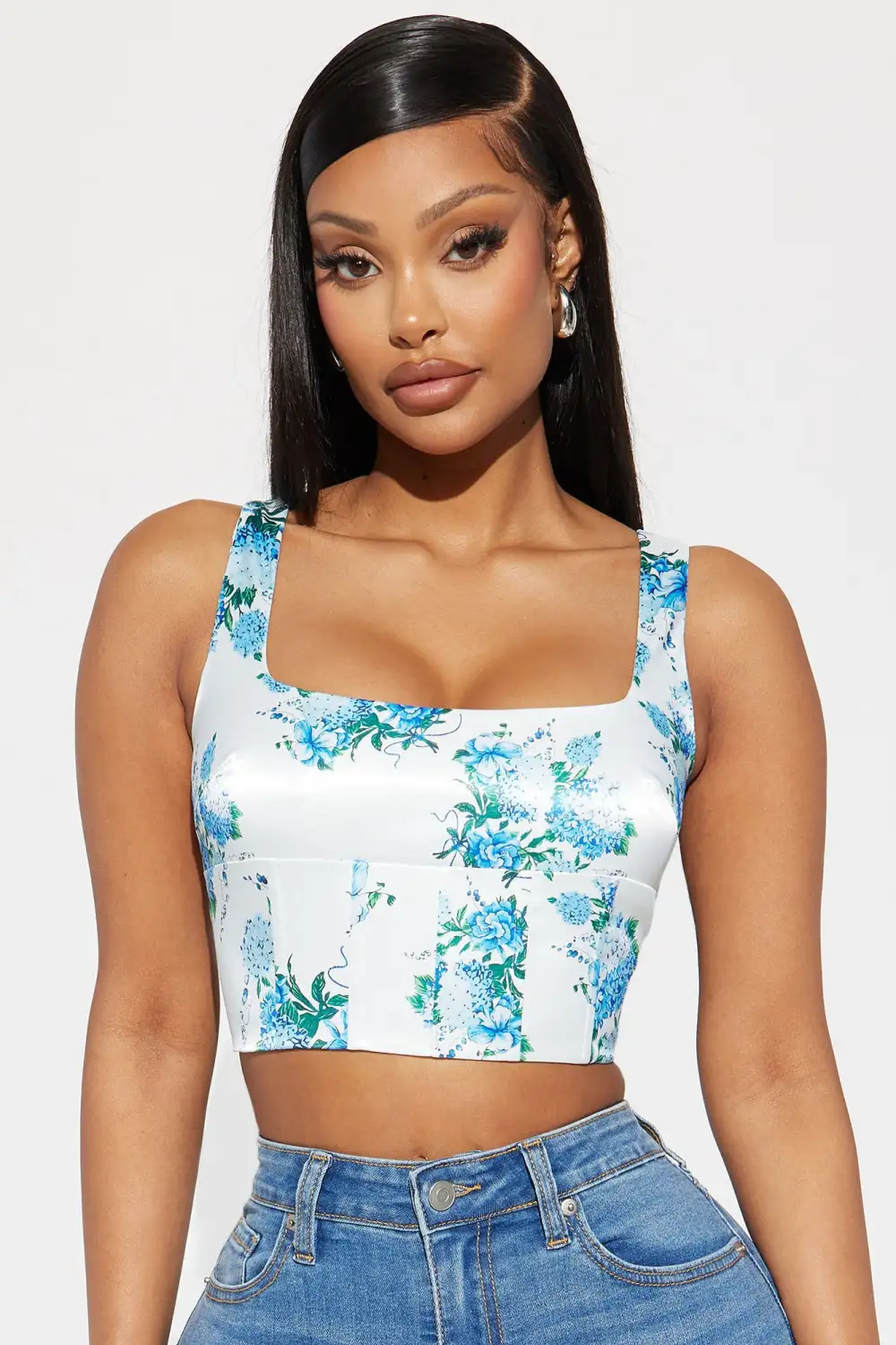 Half Way There Floral Corset Top - White/combo