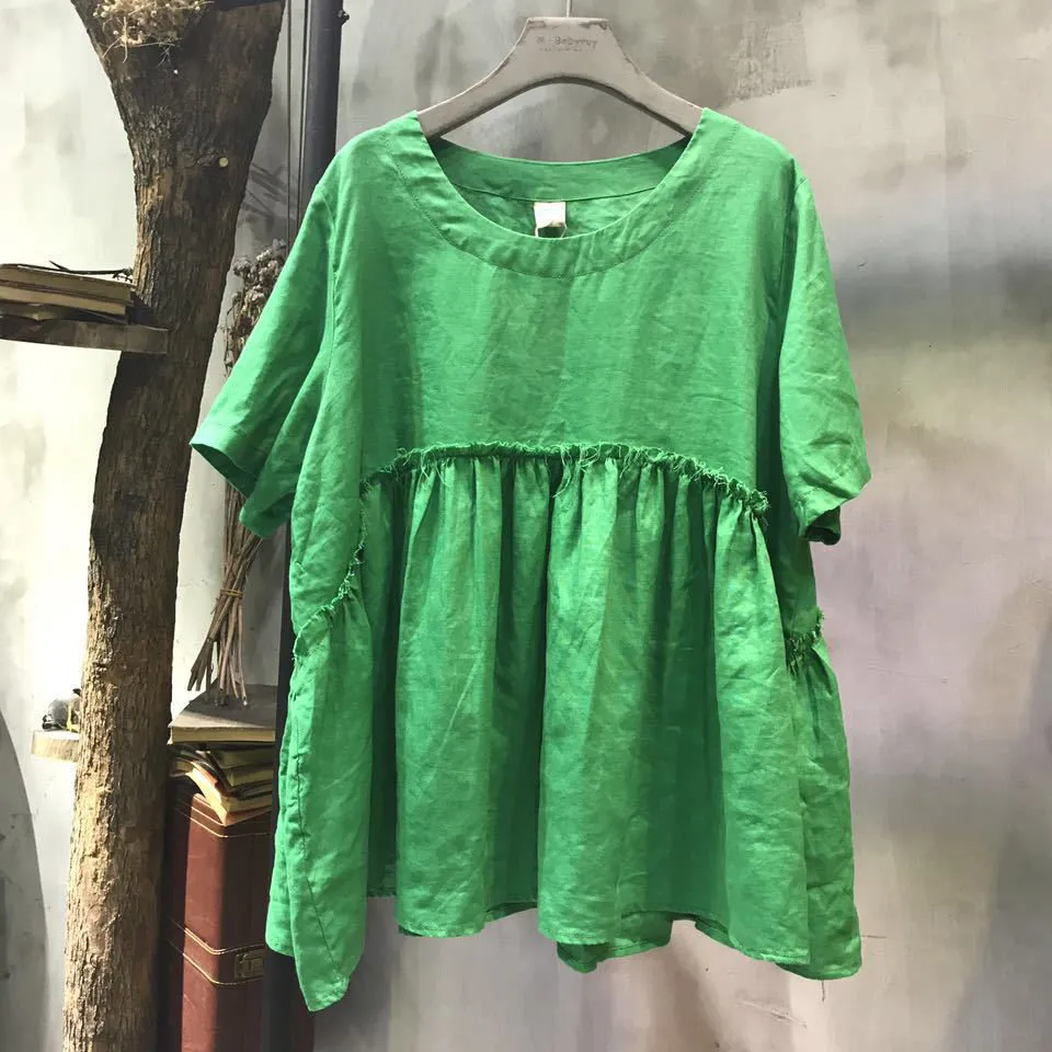 Women's casual cotton and linen tops