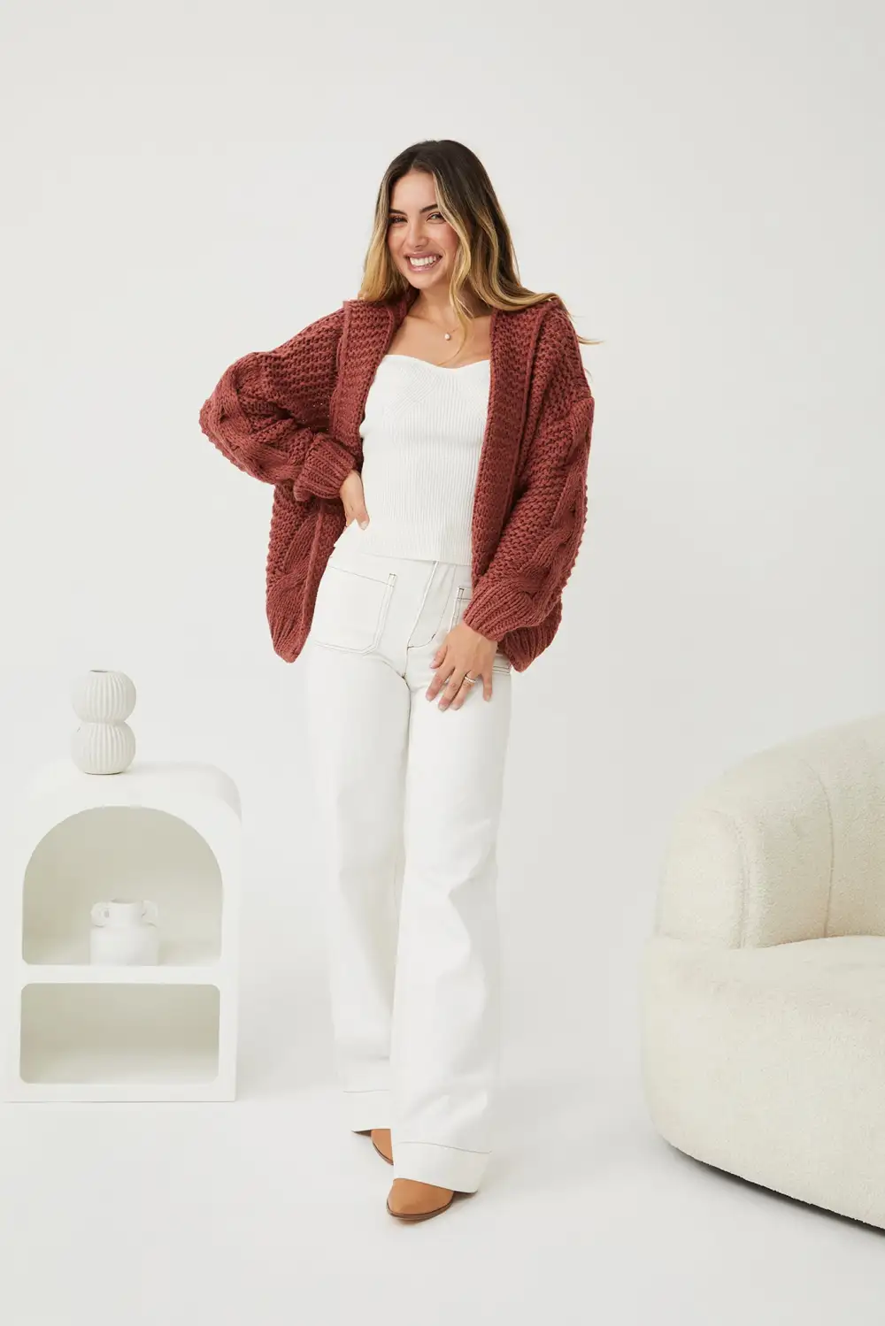 Cardigan - Dark Rust
