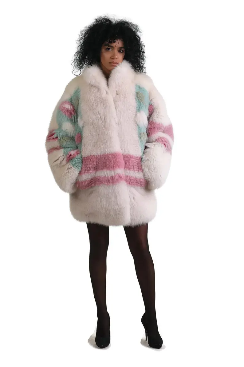 Multicolored Fox Fur coat