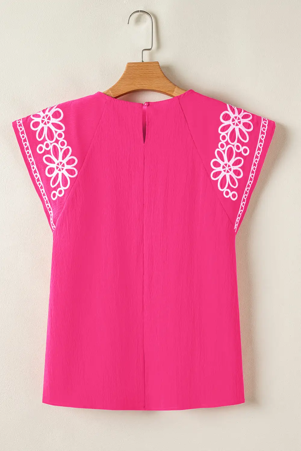 Floral Embroidered Pleated Blouse