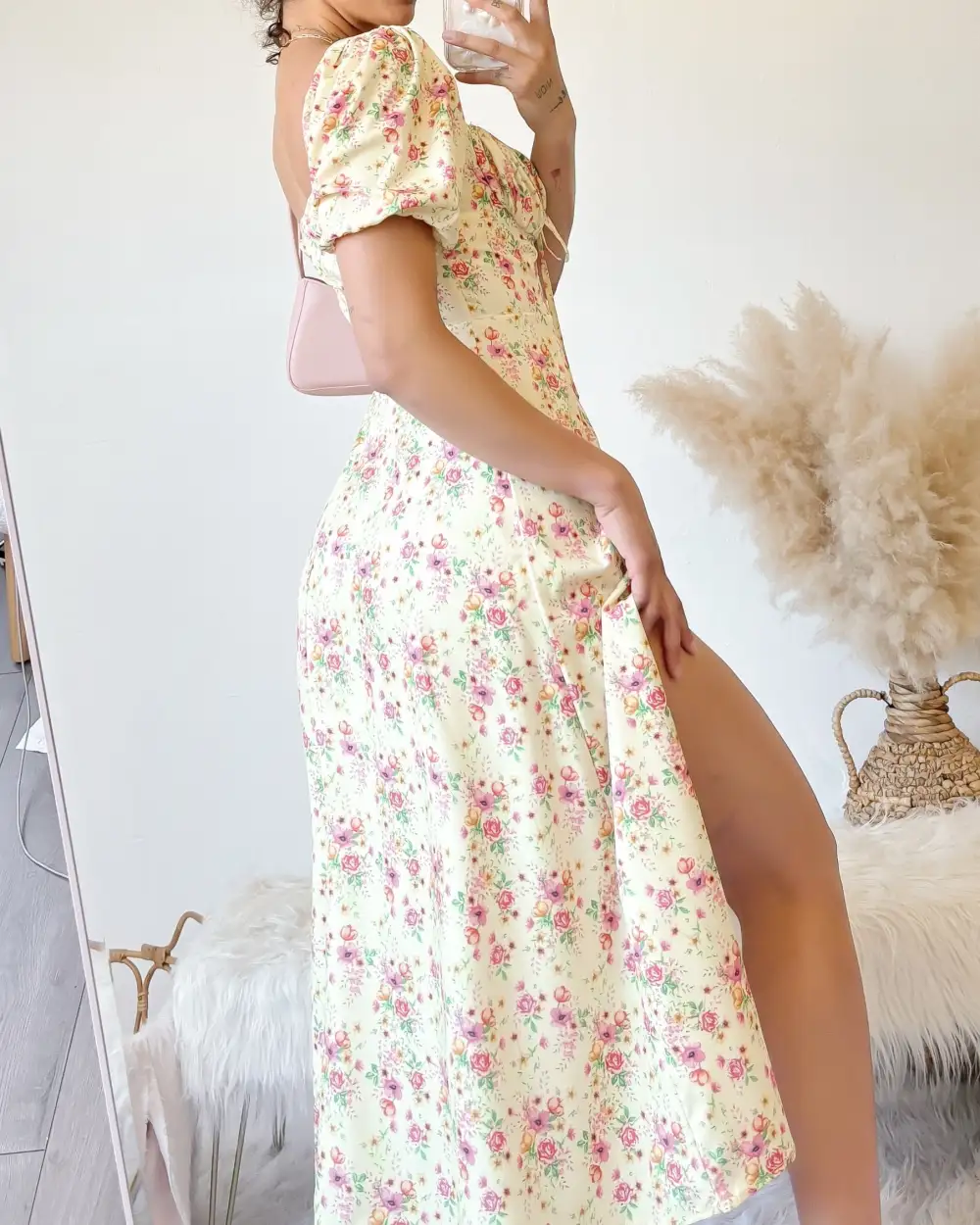 NEW COLOR! VENICE FLORAL PUFF SLEEVE DRESS (SUNSHINE)