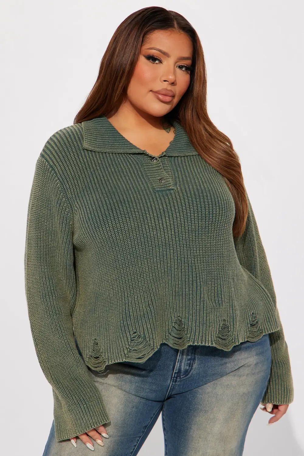Wren Washed Sweater - Green