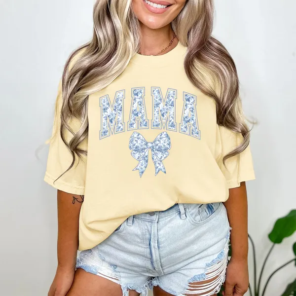 T-shirt Mama Women Printed Round Neck Short Sleeve