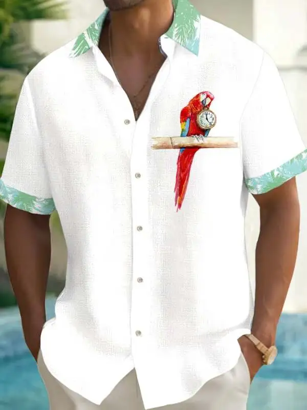 Men's 5 O'clock Parrot Print Casual Shirt