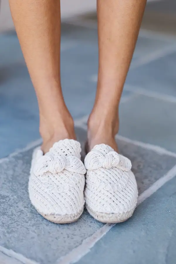 The Triple Take Cream Crochet Mules