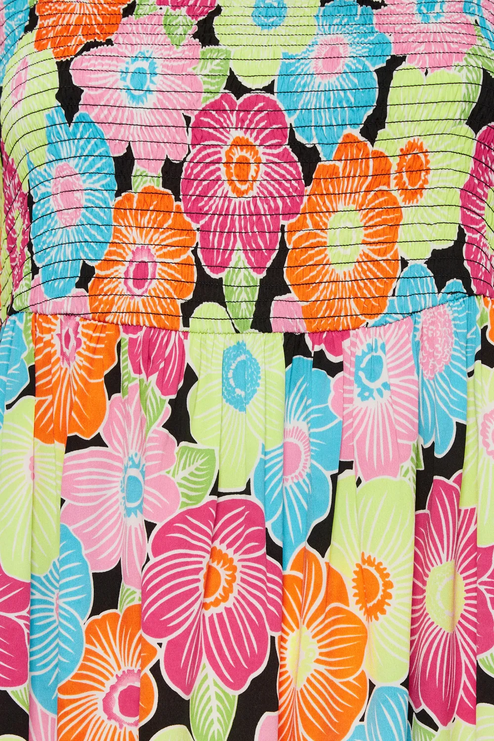 YOURS Curve Pink & Blue Floral Print Shirred Midi Dress