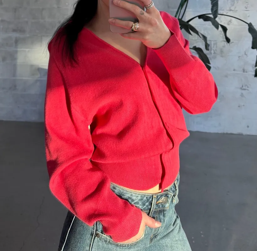 V-Neck Button Front Cardigan