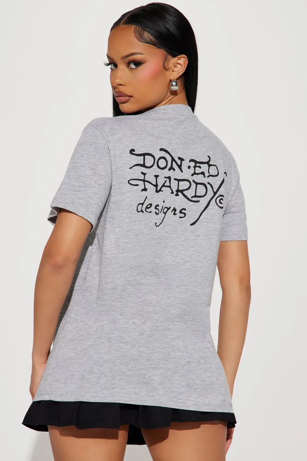 Ed Hardy Eagles Rhinestone Tee - Heather Grey