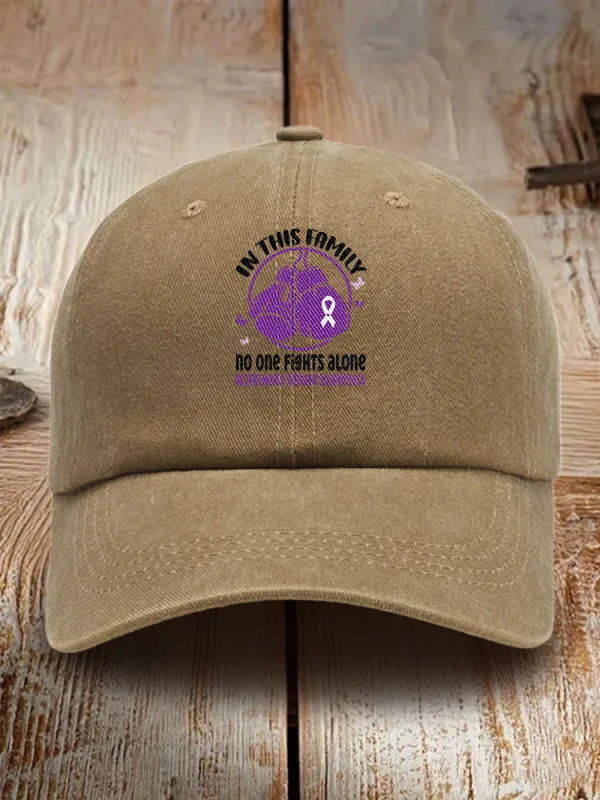 In This Family No One Fights Alone Alzheimer'S Awareness Baseball Cap