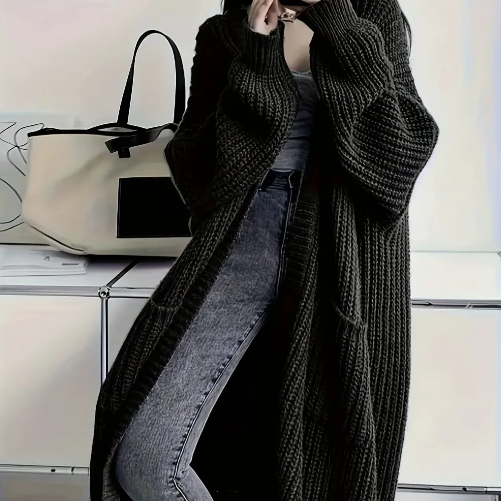 Open Front Cardigan Casual Long Sleeve Drop