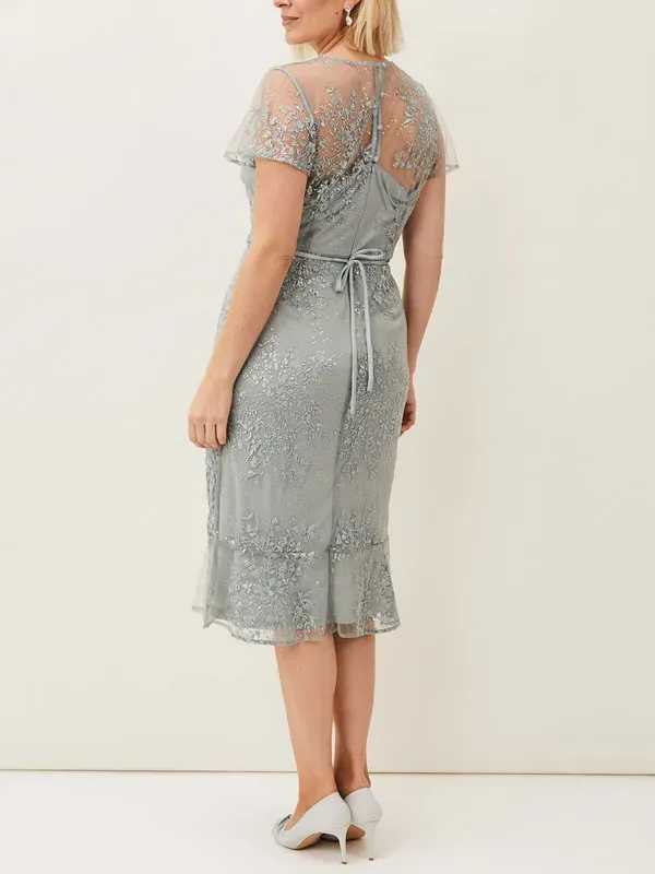 Exquisite Floral Embroidery Transparent Lace Women's Dress