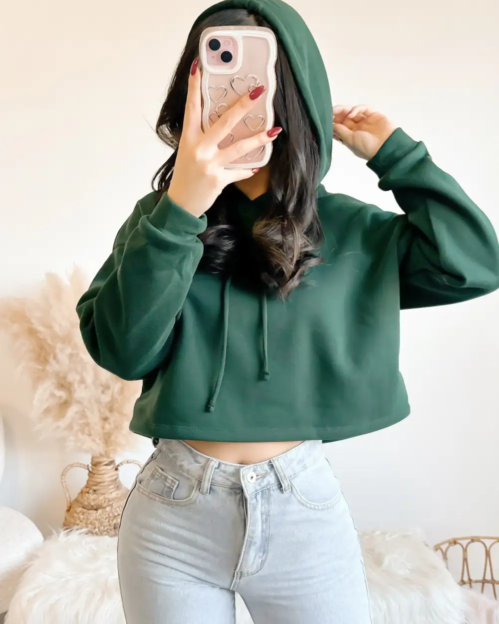 EVERYDAY BASIC CROP HOODIE (FOREST)