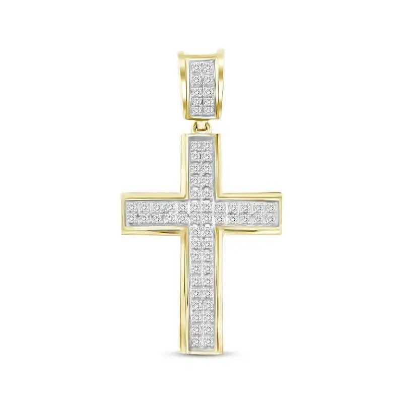 Men's Diamond Cross Pendant 1/5 ct tw Round-cut 10K Yellow Gold