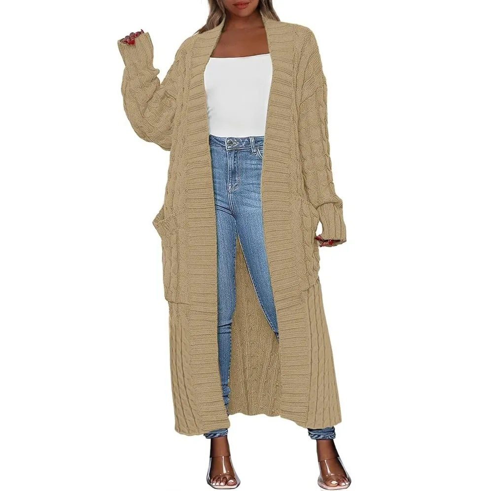 🔥Women's Long Cardigan 2025 Oversized Coat Long Sleeve Open Cardigan Knitted Extra