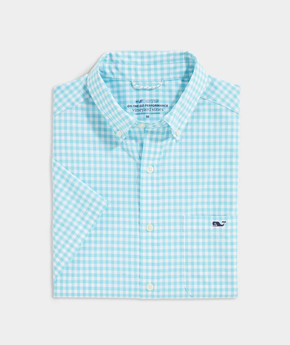 On-The-Go Nylon Short-Sleeve Gingham Shirt