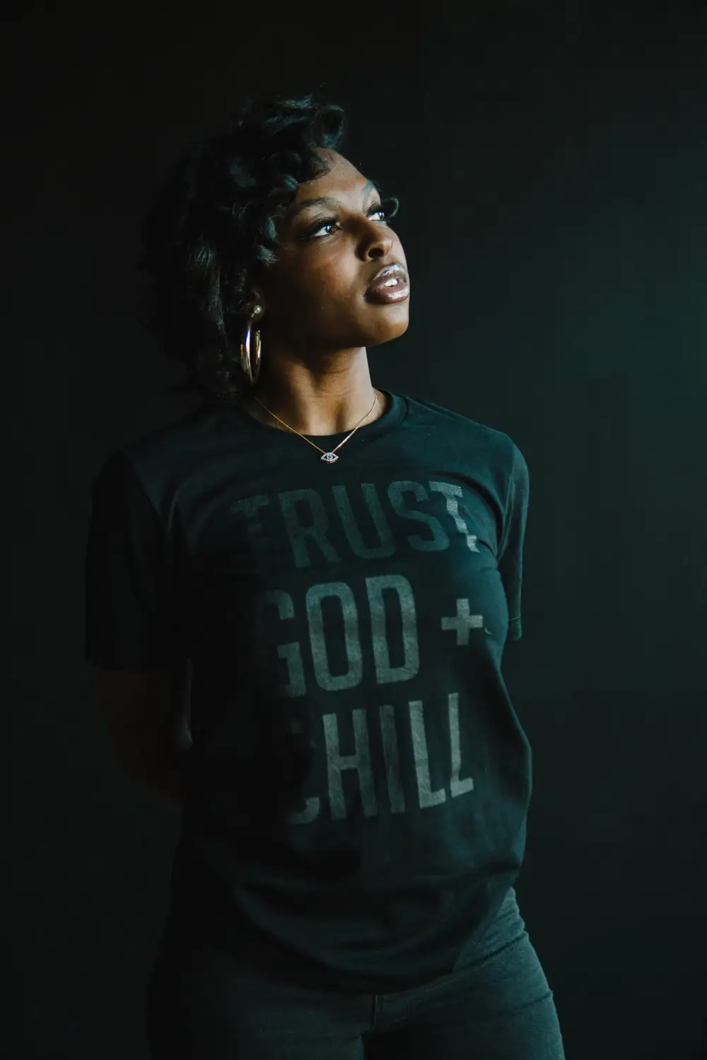 Trust God + Chill (Blkonblk) Adult Box T-Shirt