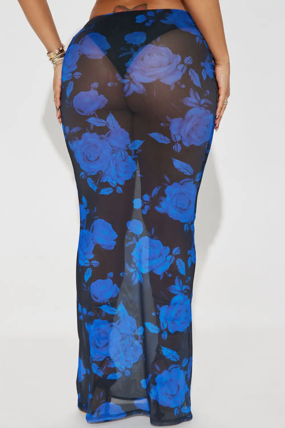 Summer Breeze Printed Mesh Maxi Skirt - Turquoise